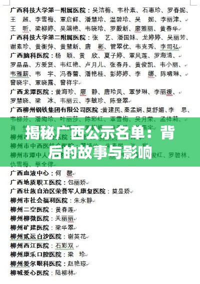 揭秘广西公示名单：背后的故事与影响