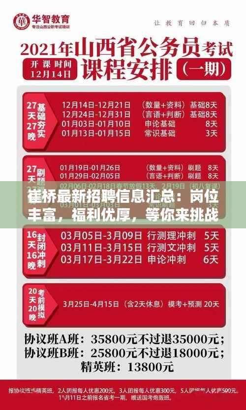 崔桥最新招聘信息汇总:岗位丰富,福利优厚,等你来挑战!