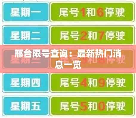 邢台限号查询：最新热门消息一览