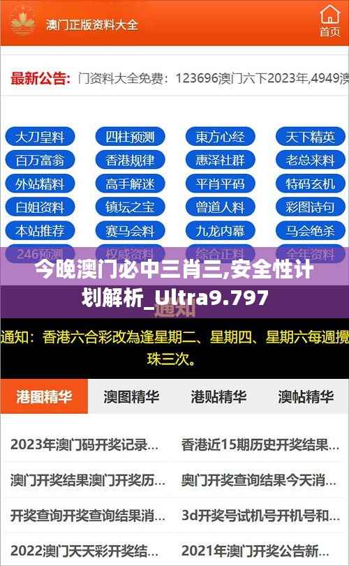 今晚澳门必中三肖三,安全性计划解析_Ultra9.797