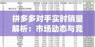 拼多多对手实时销量解析:市场动态与竞争策略揭秘