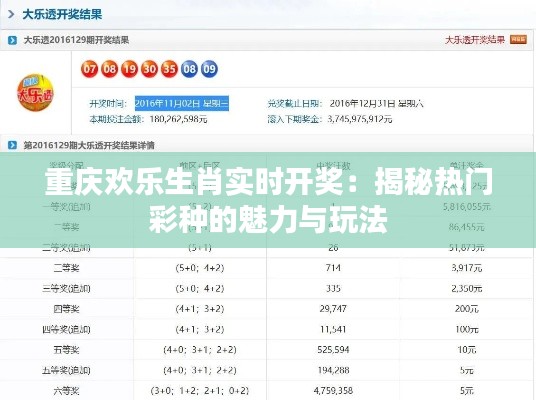 重庆欢乐生肖实时开奖：揭秘热门彩种的魅力与玩法