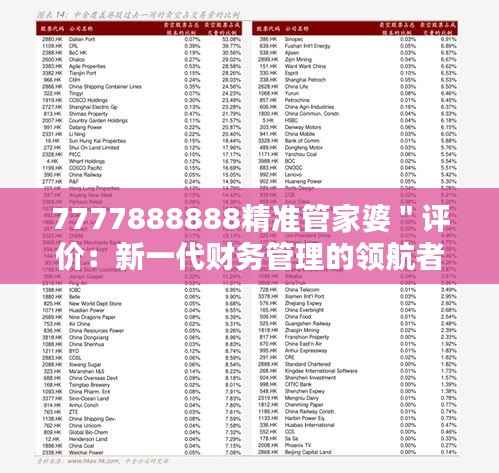 7777888888精准管家婆＂评价：新一代财务管理的领航者