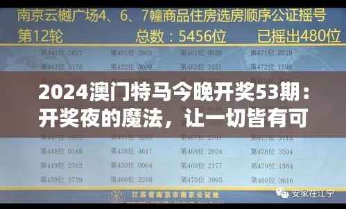 2024澳门特马今晚开奖53期：开奖夜的魔法，让一切皆有可能