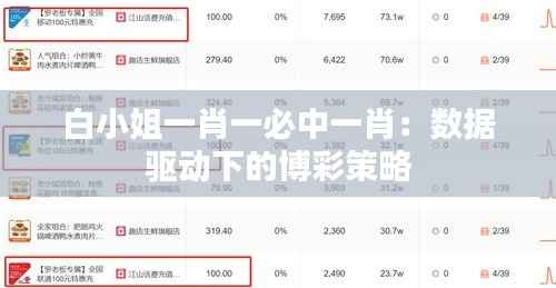 白小姐一肖一必中一肖:数据驱动下的博彩策略