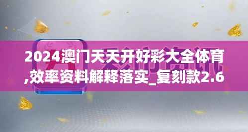 2024澳门天天开好彩大全体育,效率资料解释落实_复刻款2.639