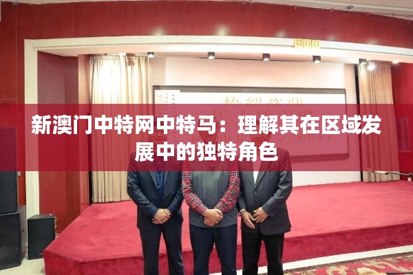 新澳门中特网中特马:理解其在区域发展中的独特角色