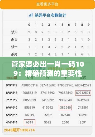 管家婆必出一肖一码109：精确预测的重要性分析