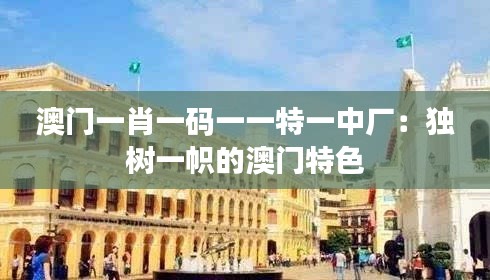 澳门一肖一码一一特一中厂：独树一帜的澳门特色
