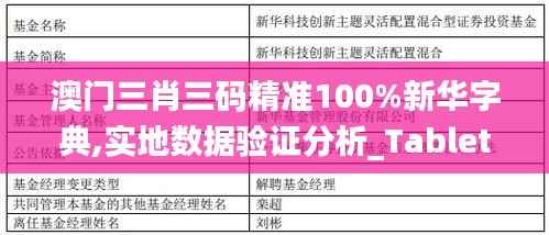 澳门三肖三码精准100%新华字典,实地数据验证分析_Tablet7.737