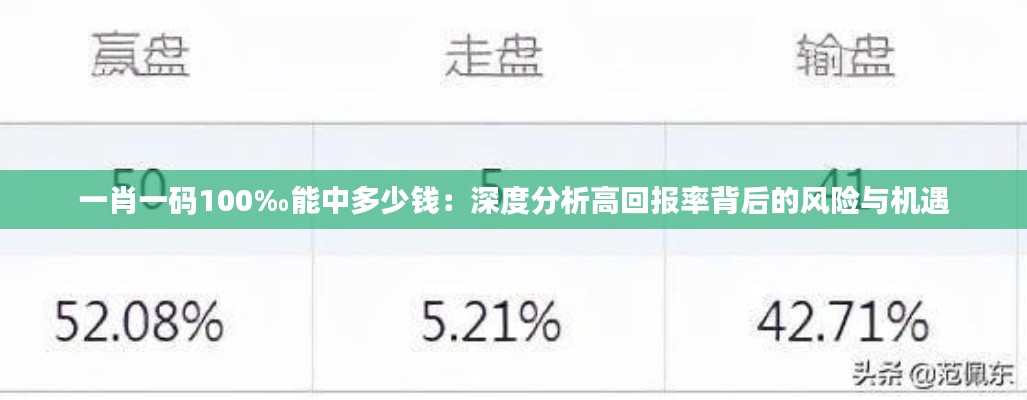 一肖一码100‰能中多少钱:深度分析高回报率背后的风险与机遇