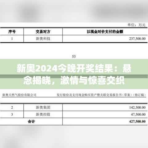 新奥2024今晚开奖结果:悬念揭晓,激情与惊喜交织
