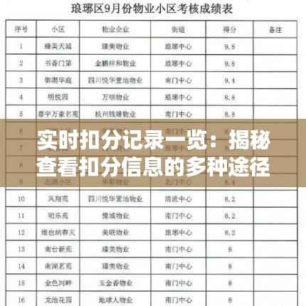 实时扣分记录一览:揭秘查看扣分信息的多种途径