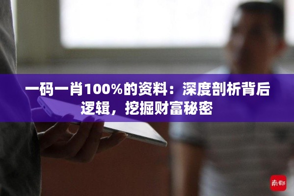 一码一肖100%的资料:深度剖析背后逻辑,挖掘财富秘密