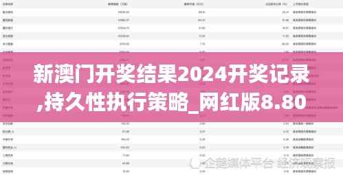 新澳门开奖结果2024开奖记录,持久性执行策略_网红版8.806