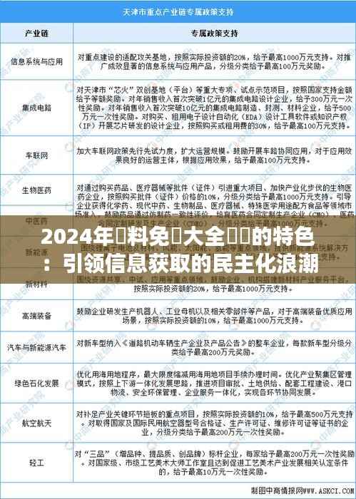 2024年資料免費大全優勢的特色:引领信息获取的民主化浪潮