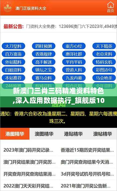 新澳门三肖三码精准资料特色,深入应用数据执行_旗舰版10.262