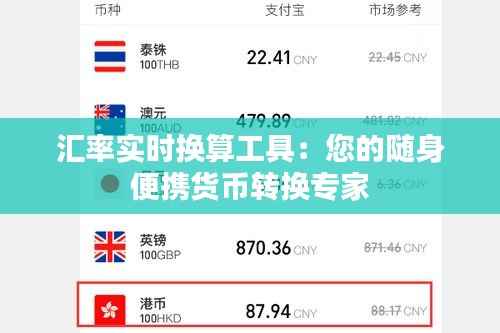 汇率实时换算工具:您的随身便携货币转换专家