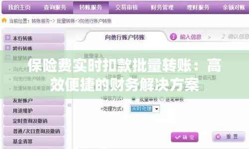 保险费实时扣款批量转账:高效便捷的财务解决方案