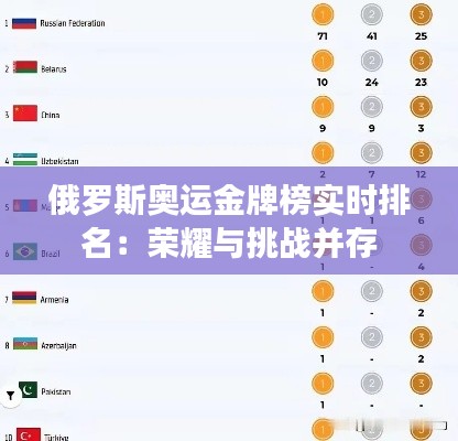 俄罗斯奥运金牌榜实时排名:荣耀与挑战并存