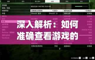 深入解析:如何准确查看游戏的实时帧率