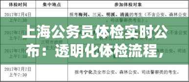 上海公务员体检实时公布:透明化体检流程,提升公务员队伍素质