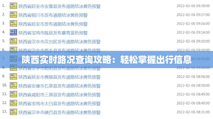 陕西实时路况查询攻略:轻松掌握出行信息