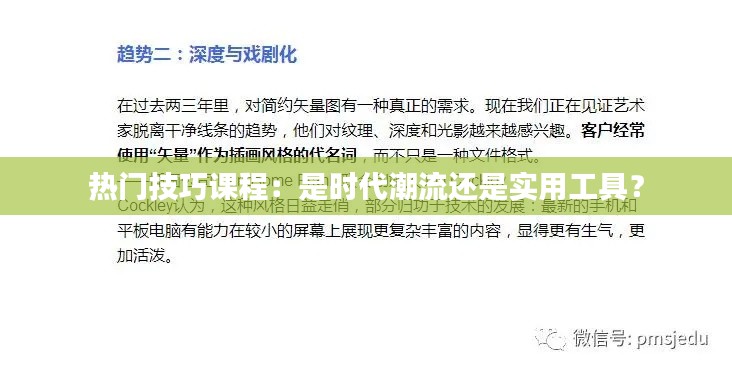 热门技巧课程:是时代潮流还是实用工具?