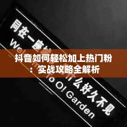 抖音如何轻松加上热门粉:实战攻略全解析
