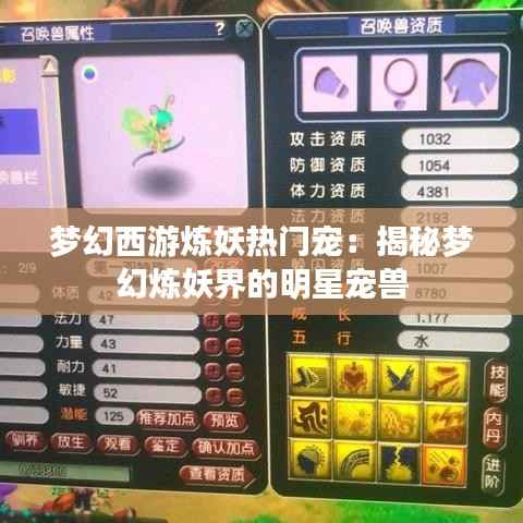梦幻西游炼妖热门宠：揭秘梦幻炼妖界的明星宠兽