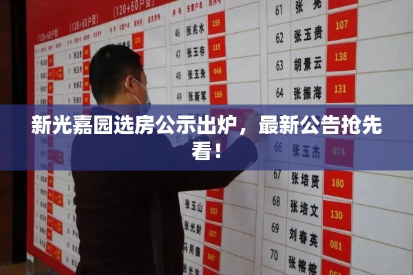 新光嘉园选房公示出炉,最新公告抢先看!