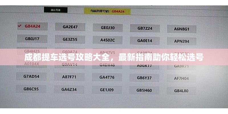 成都提车选号攻略大全，最新指南助你轻松选号