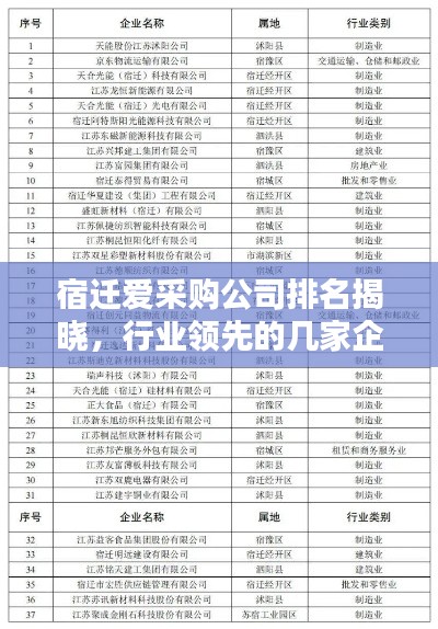 宿迁爱采购公司排名揭晓,行业领先的几家企业榜单出炉!