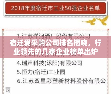 宿迁爱采购公司排名揭晓,行业领先的几家企业榜单出炉!