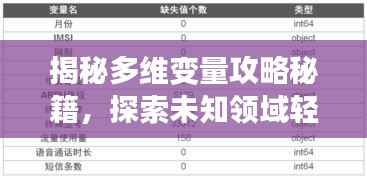 揭秘多维变量攻略秘籍,探索未知领域轻松制胜法宝!