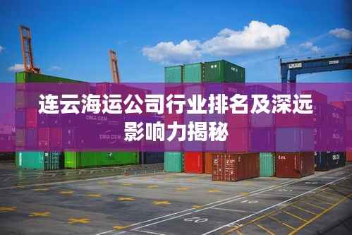 连云海运公司行业排名及深远影响力揭秘