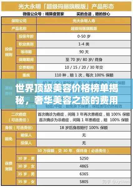 世界顶级美容价格榜单揭秘,奢华美容之旅的费用排名