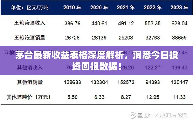 茅台最新收益表格深度解析，洞悉今日投资回报数据！