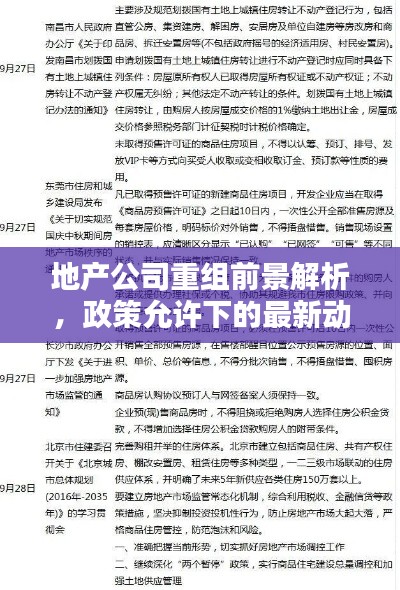 地产公司重组前景解析,政策允许下的最新动态