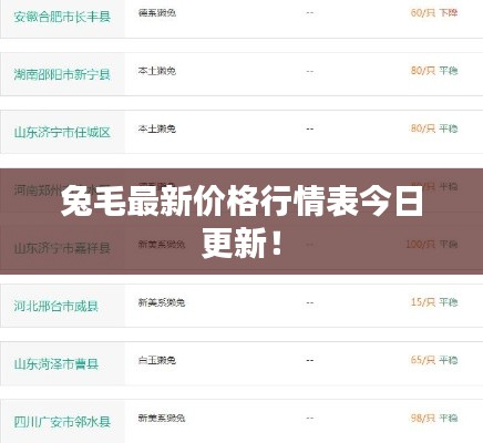 兔毛最新价格行情表今日更新！