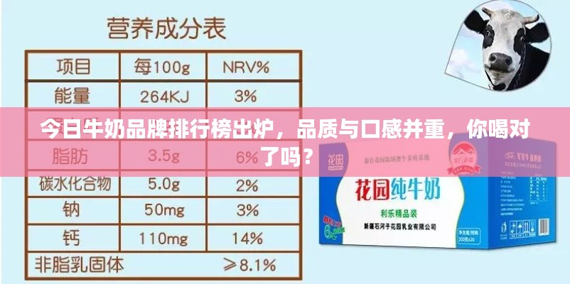 今日牛奶品牌排行榜出炉,品质与口感并重,你喝对了吗?