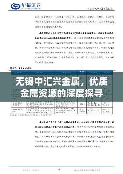 无锡中汇兴金属，优质金属资源的深度探寻