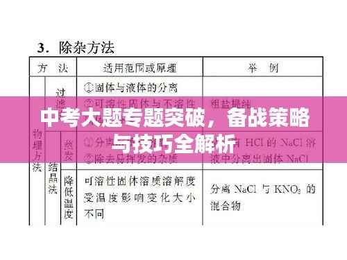 中考大题专题突破,备战策略与技巧全解析